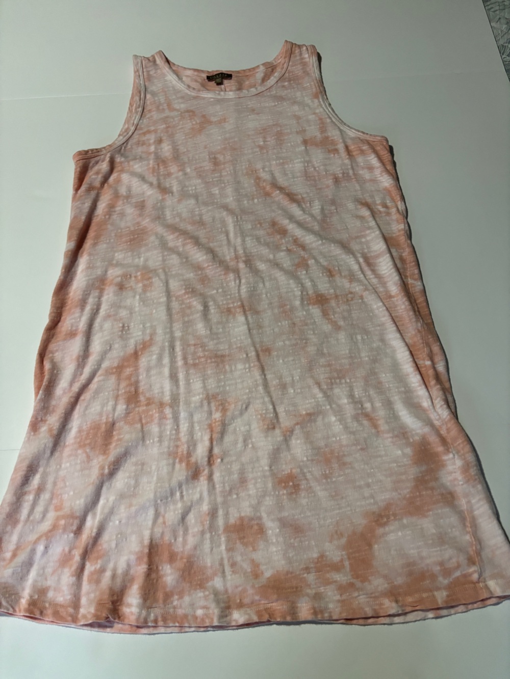 Lilla P Peach Tie Dye Sleeveless A Line Tank Shift Dress 100% Cotton Sz L